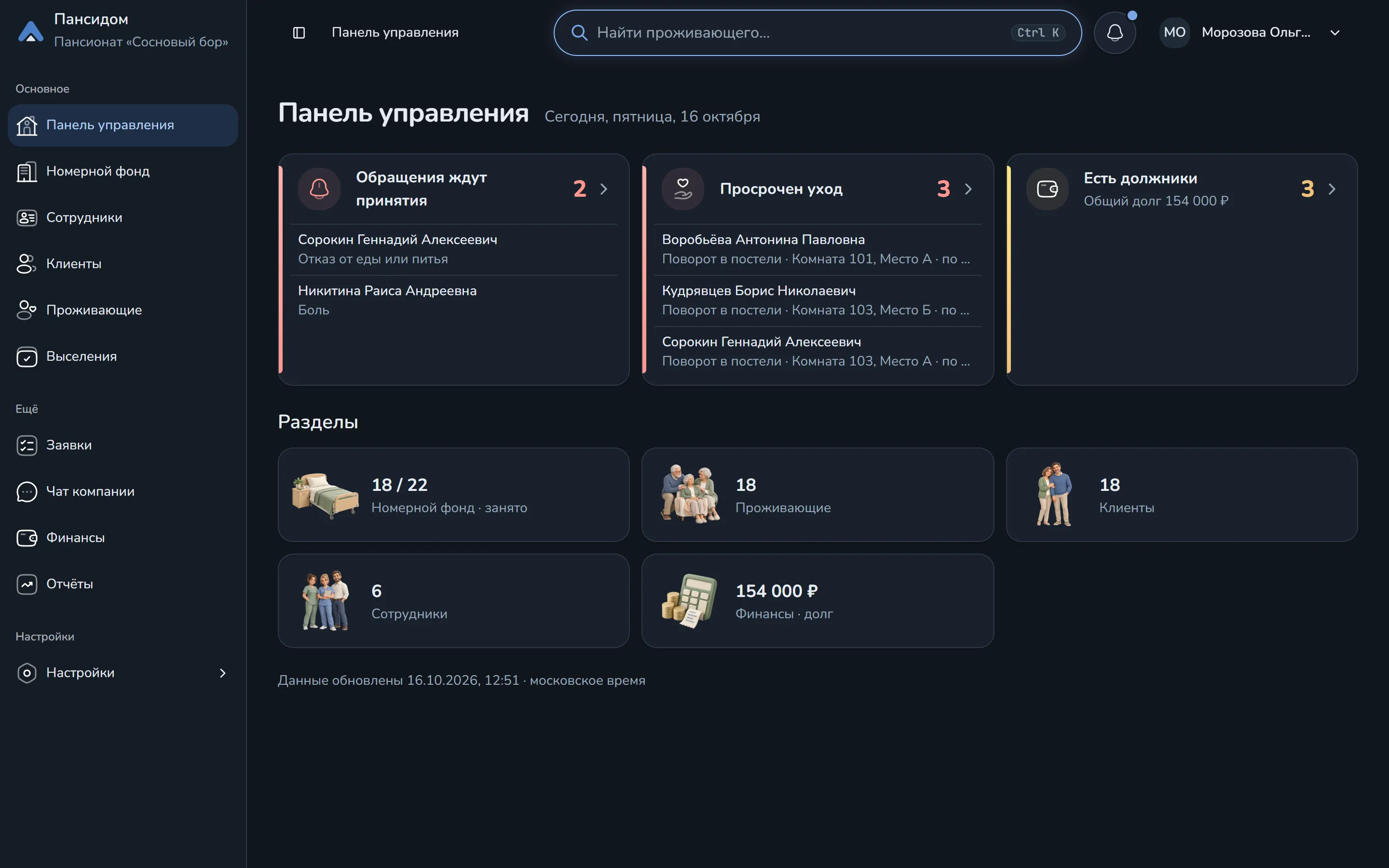Панель управления администратора на ноутбуке